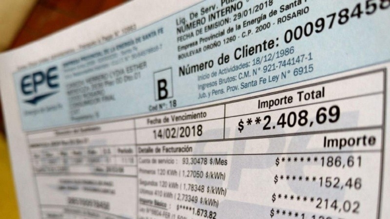 Las facturas de la EPE vendrán con aumento el próximo año.