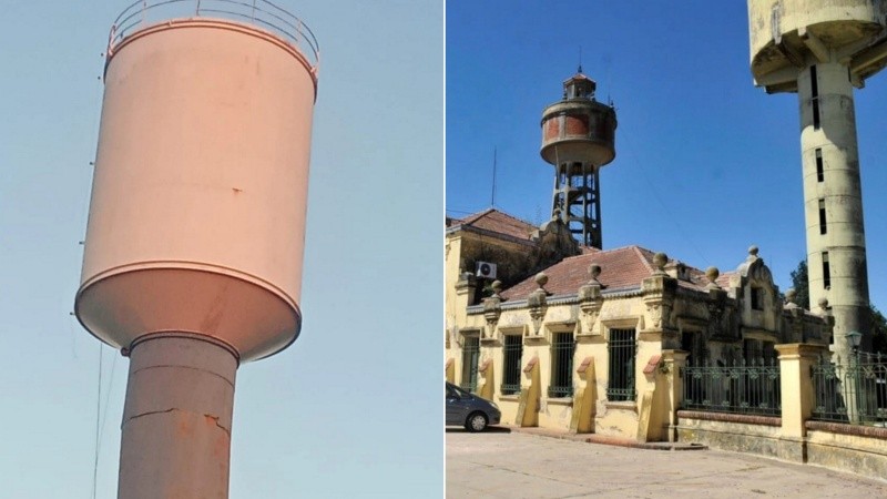 Los tanques en cuestión: uno, removido antes de caer; el otro, desmoronado.