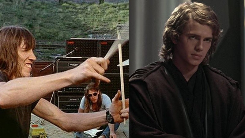 Roger Waters, bajo la mirada atenta de David Gilmour. Hayden Christensen, en un joven 