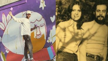 Matías es activista junto a Abuelas y Madres de Plaza de Mayo / Imagen de sus padres Marta y Jorge, divulgada en una campaña de Abuelas Rosario.