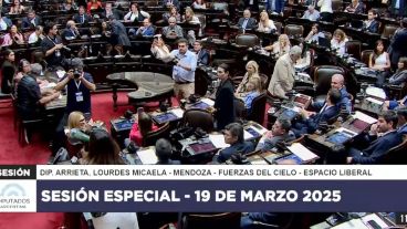 Abajo,a  la izquierda, Marcela Pagano con megáfono.