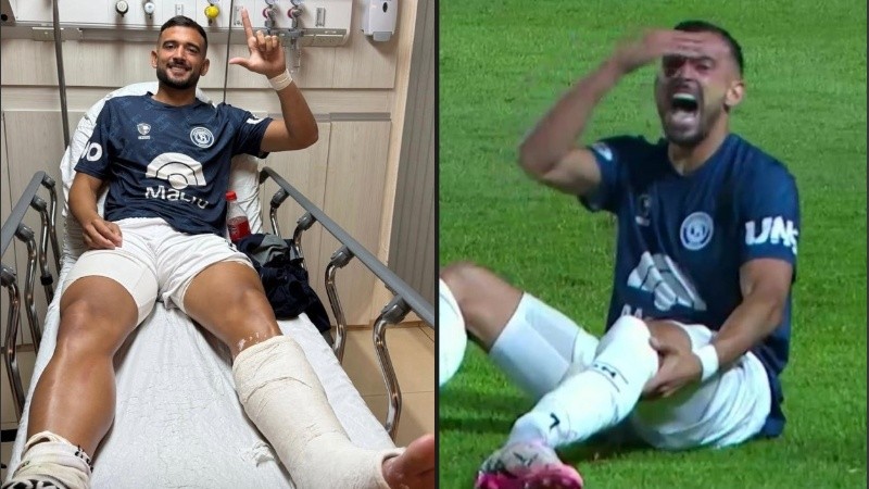El jugador de Independiente Rivadavia de Mendoza Victorio Ramis sufrió una durísima lesión en el tobillo izquierdo.