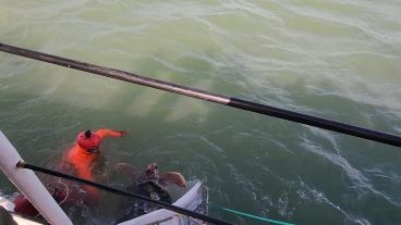 El momento en que Jorge regresó a aguas abiertas.