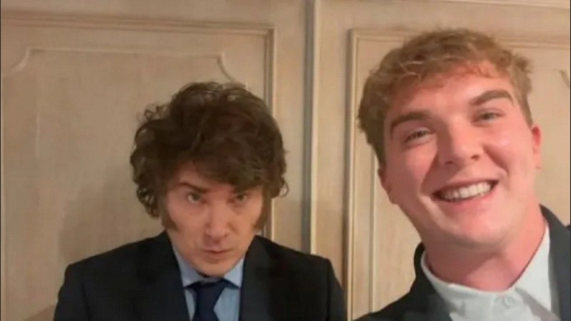 Javier Milei y el criptoempresario Hyden Davis, en la Casa Rosada en enero de este año.