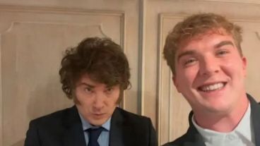 Javier Milei y el criptoempresario Hyden Davis, en la Casa Rosada en enero de este año.