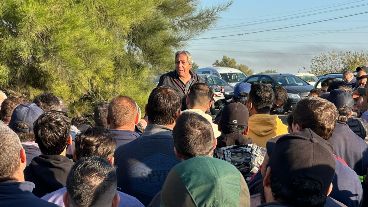 Daniel Succi, este miércoles a la mañana, en una caliente asamblea de trabajadores de Vicentín