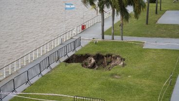 El gran socavón en la barranca central de La Fluvial