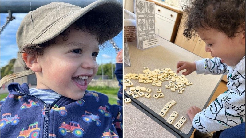 El pequeño dijo su primera palabra a los siete meses.