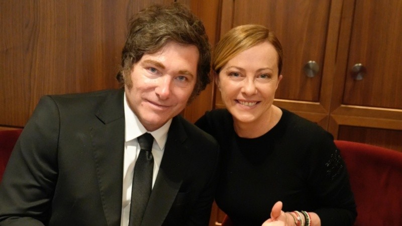 Milei y Meloni durante su encuentro de abril pasado.