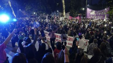 El cierre de la movilización en Plaza San Martín.
