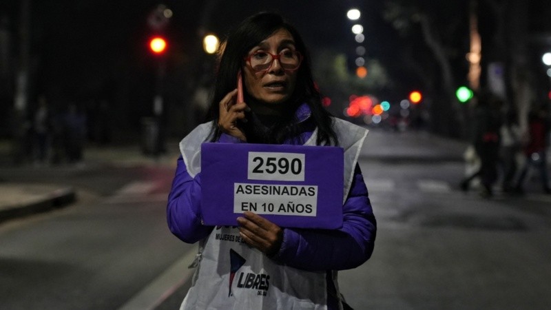 El cierre de la movilización en Plaza San Martín.