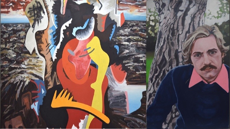 Obras En primavera todo es bello y hermoso y Autorretrato, de Emilio Renzi.