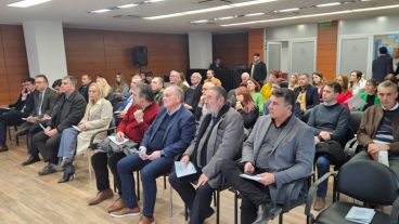 Los funcionarios en el primer juicio por jurados de Santa Fe.