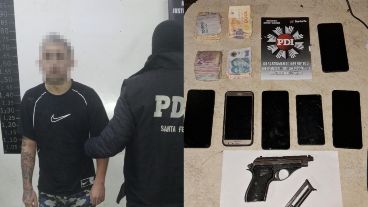 Una pistola, celulares y dinero, los elementos encontrados este miércoles en la casa de Andriotti.