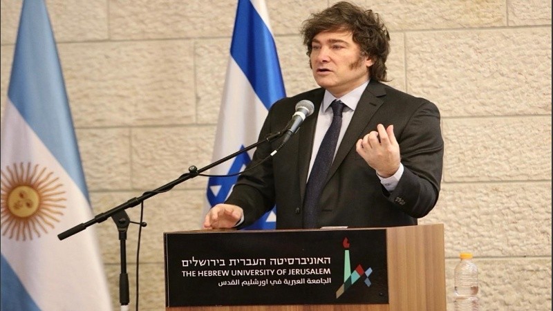 El Presidente Javier Milei brindó un discurso en la Universidad Hebrea de Jerusalén.