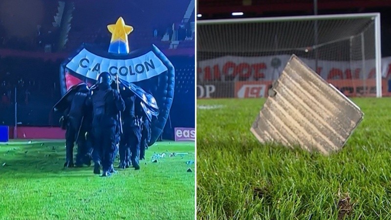 Suspendieron el partido entre Colón y Mitre de Santiago del Estero por el caos desatado desde una platea del Sabalero.