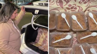 Una familia de Pérez prepara viandas para repartir a personas en situación de calle en Rosario.