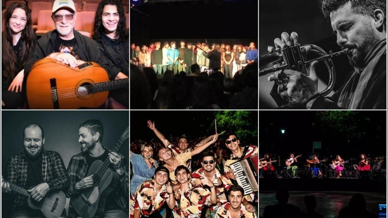 Una cartelera de recitales en Rosario.