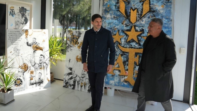 Pullaro y Tapia en el predio de la AFA.
