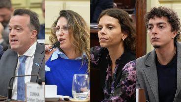 Los diputados socialistas Joaquín Blanco, Varinia Drisun, Gisel Mahmud y Gino Svegliati.