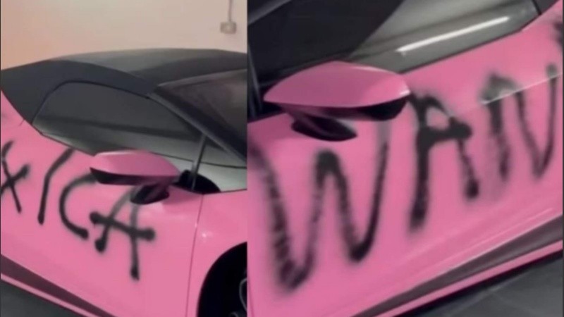 La empresaria pintó el lujoso auto para promocionar su nueva canción.