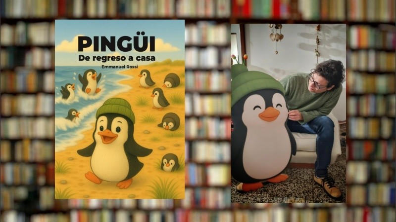 Emmanuel Rossi junto a la réplica de Pingüi.
