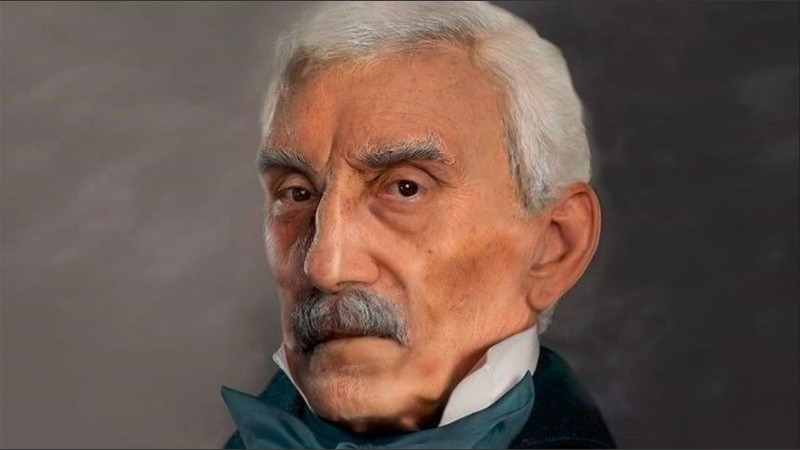 Una reconstrucción humanizada del rostro de San Martín, por el artista Ramiro Ghigliazza.
