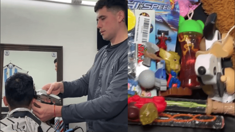 El peluquero ofreció realizar cortes de pelo gratuitamente a cambio de donaciones de regalos para los chicos internados.