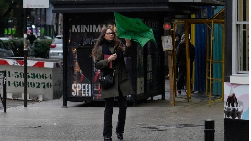 Salir con paraguas y abrigo.