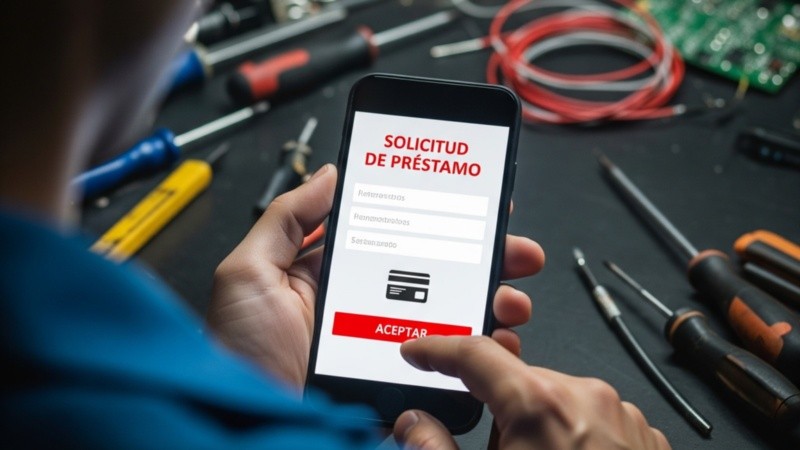 El celular estaba en el taller y el técnico aprovechó para sacar un crédito.