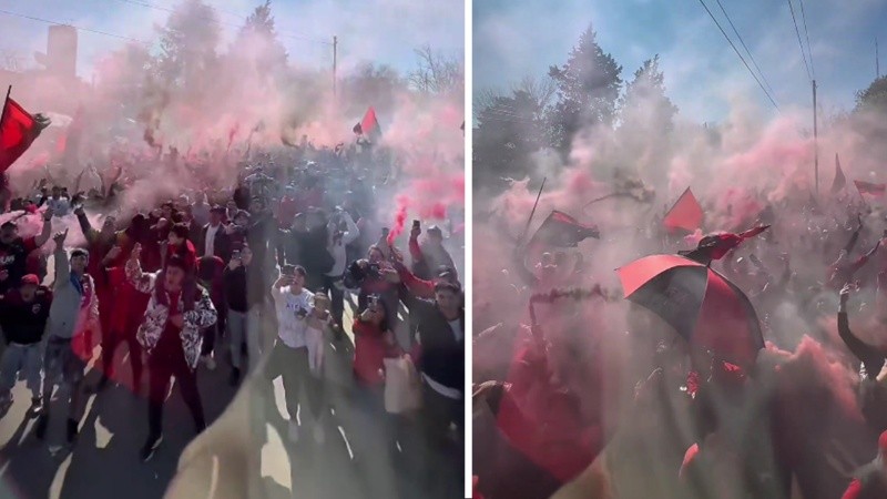 Hinchas de Newell's coparon Bella Vista para alentar al plantel.