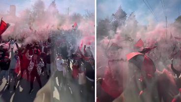Hinchas de Newell's coparon Bella Vista para alentar al plantel.