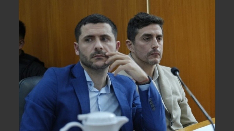 El abogado defensor Renzo Vigo y el agente de Bolsa, Pablo Arcamone