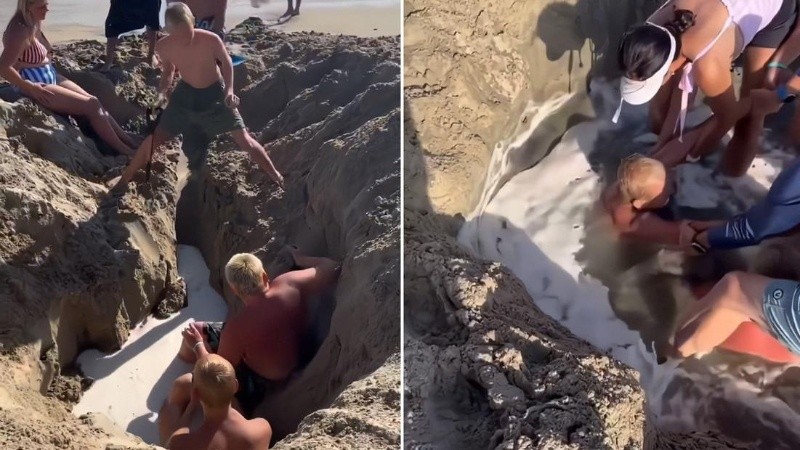 Los socorristas lograron rescatar a los niños sin consecuencias graves.