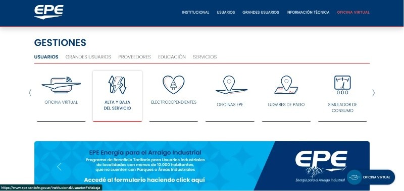 El sitio web de la EPE en el que se pueden tramitar los distintos servicios y gestiones de la empresa. 