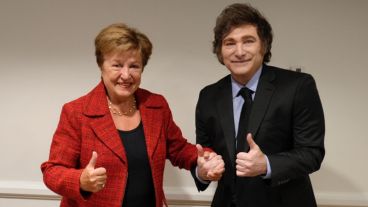 El presidente y la titular del FMI, Kristalina Giogieva.