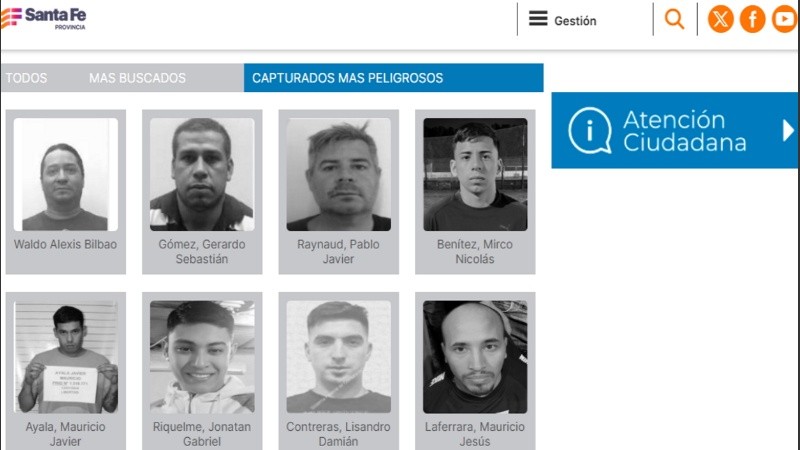 Los delincuentes más peligrosos de la provincia que son buscados.