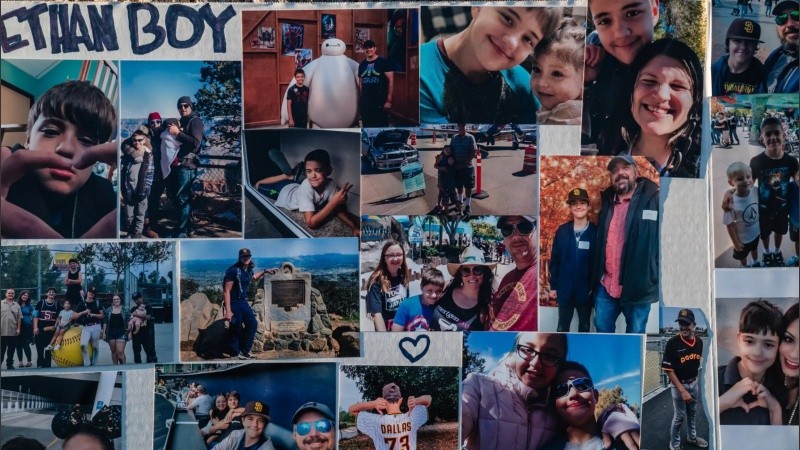 Un collage de fotos que armó la familia de Ethan.