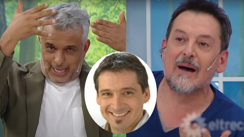 Mario Massaccesi y Sergio Verón durante el ida y vuelta de Cuestión de peso.