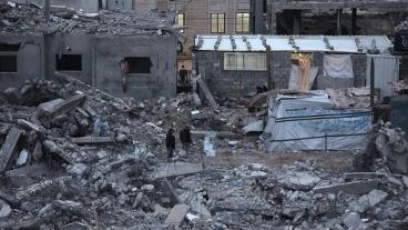 Vista general de hogares familiares destruidos durante el conflicto Israel-Gaza en el 2014 en la Franja de Gaza.