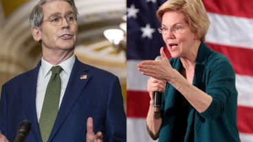 El secretario del Tesoro de los Estados Unidos, Scott Bessent y la senadora  Warrent