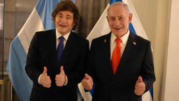 Milei y  el primer ministro israelí, Benjamín Netanyahu.