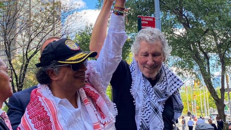 Petro, junto a Roger Waters, se sumó a una protesta pro Palestina en Nueva York.