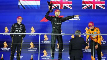 El podio del GP de Singapur.