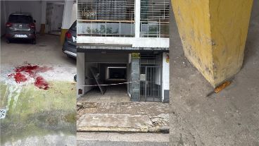 El garage donde el hombre se autolesionó con un cuchillo, y donde luego fue inmovilizado.