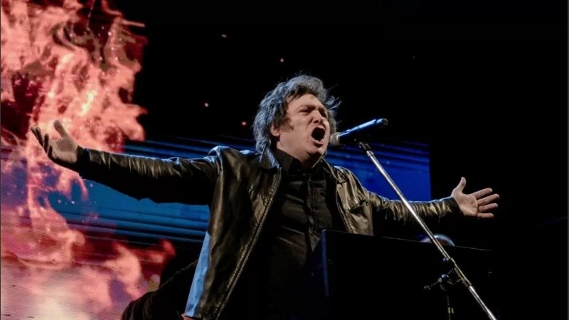 Foto de archivo de una presentación de Javier Milei.