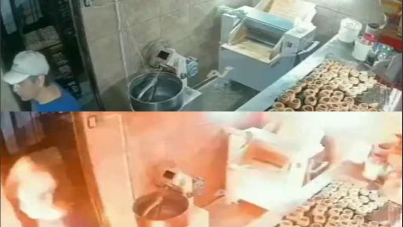 La escena segundos antes que explote el horno.