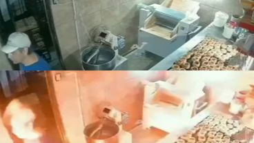 La escena segundos antes que explote el horno.