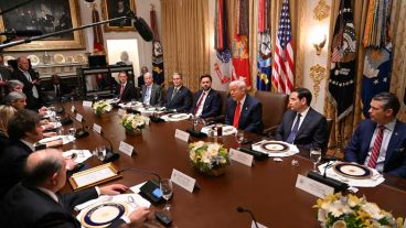 El almuerzo de Trump y Milei junto con sus equipos en la Casa Blanca.