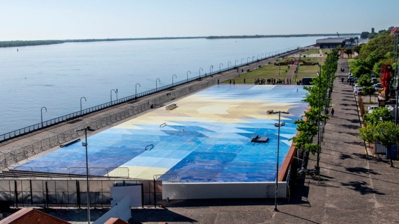 Así quedó el playón del Parque España de Rosario.
